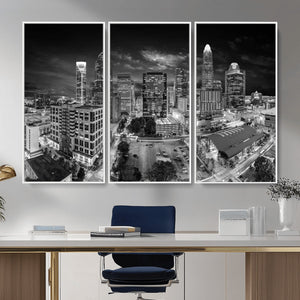 Charlotte Skyline Canvas Wall Art Print – North Carolina Cityscape Photography Print