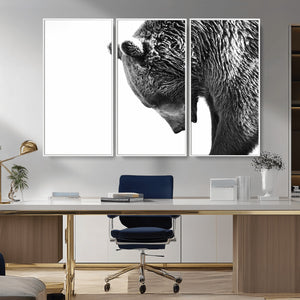 Black and White Grizzly 399 Bear Canvas Print Wall Art |