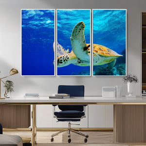 Sea Turtle Wall Art Canvas Print, Sea life in the Ocean Wall