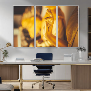 Gold Buddha Statue Hands Wall Art Canvas Print