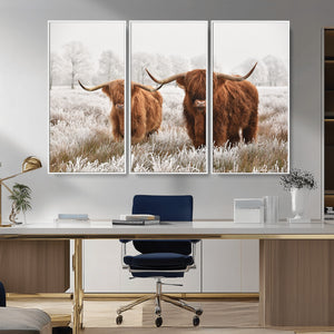 Longhorn Cattle Wall Art Canvas Print, Framed Farmhouse