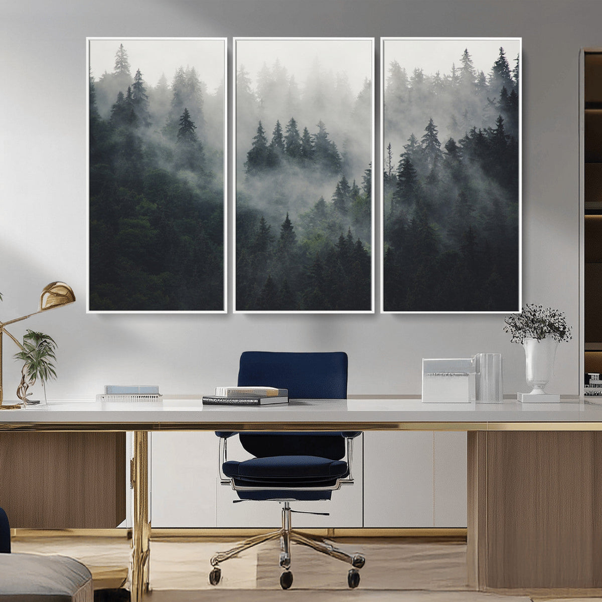 Nature Wall Decor - Serene Triptych Nature Print – Woodland