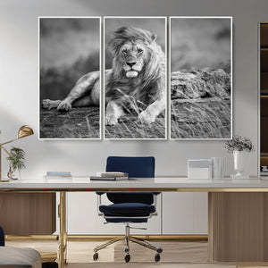 King Forest Lion Wall Art Canvas Print – Framed Majestic