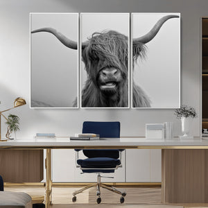 Texas Cow Wall Art Canvas, Texas Longhorn Cattle Canvas
