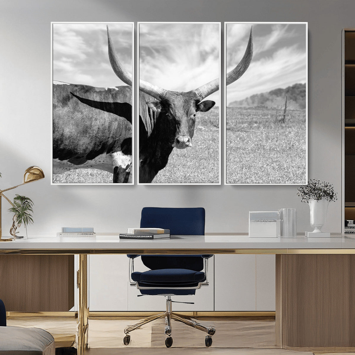 Cattle Wall Art Longhorn Cow Canvas Print