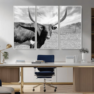 Cattle Wall Art Longhorn Cow Canvas Print