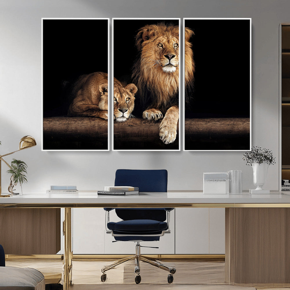 Lion Canvas Wall Art – Majestic Animal Print Artwork for