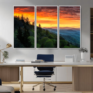 Forest Landscape Wall Art Sunset Canvas, Forest Sunset