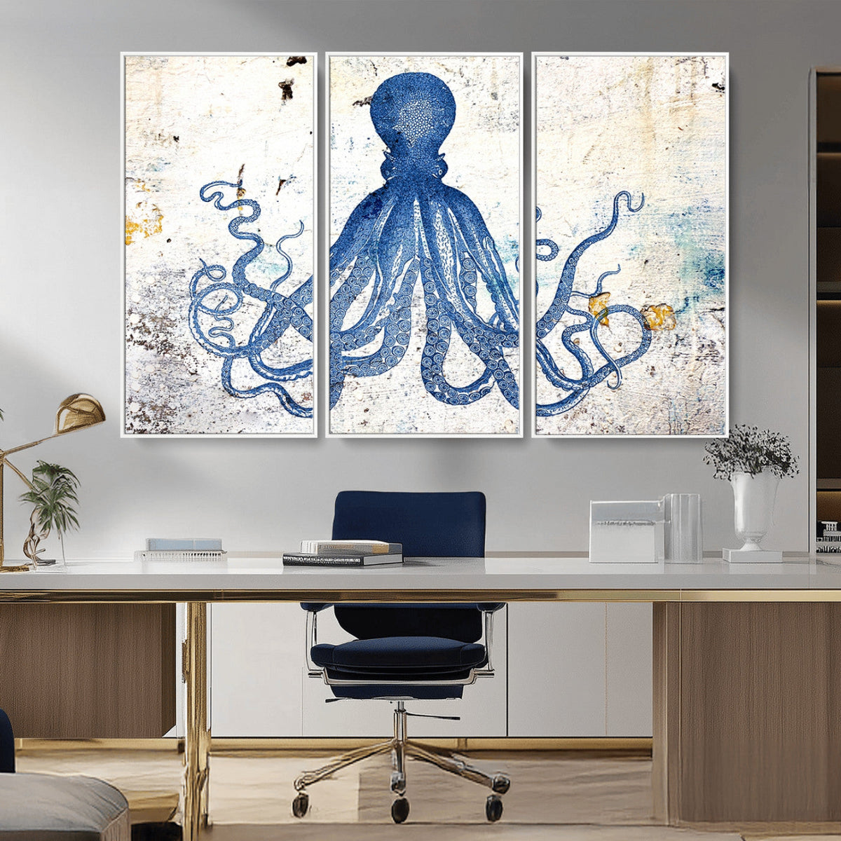 Octopus Canvas Wall Art | Coastal Marine Life Artwork for
