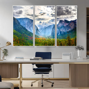 Yosemite Park Half Dome 3 Panel Canvas Print | Large Giclée