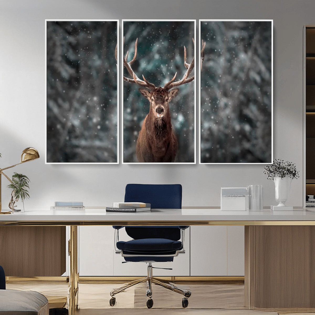 Wall Art Deer Art Animal Canvas, Framed Wall Art Deer Canvas