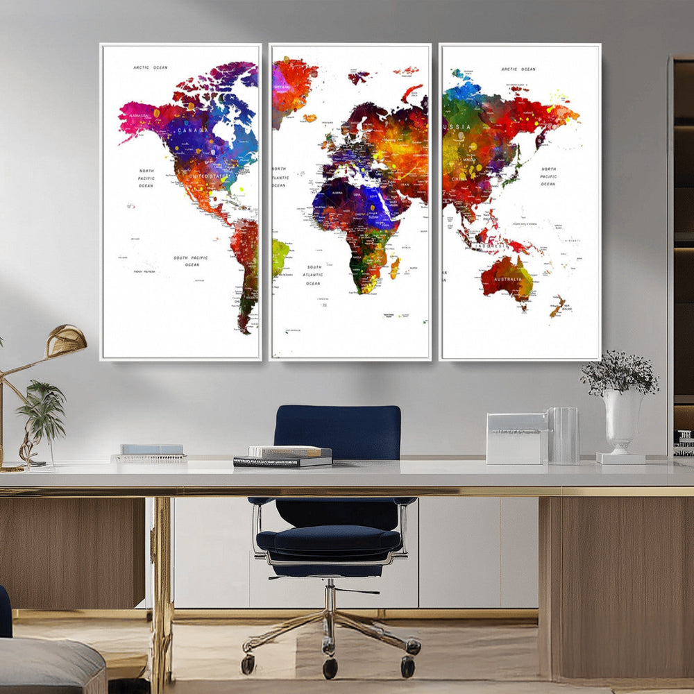 World Map Canvas Print – Detailed Map of the World Wall Art