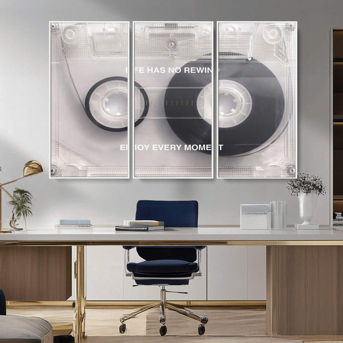Vintage Cassette Tape Canvas Wall Art - Inspirational 'Life