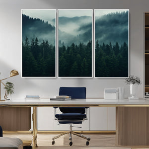 Captivating Misty Forest Wall Art Premium Canvas Print,