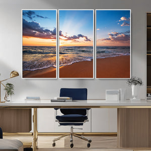 Golden Hour Beach Sunset Wall Art | Canvas Print | Ready to