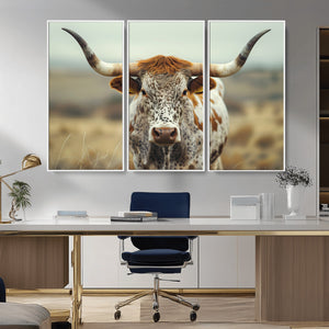 Texas Cow Longhorn Wall Art Canvas Print for Farm House Wall