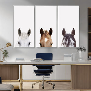 Horse Prints Set, Set of 3 Horse Wall Art, Horses Portraits,