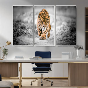 Jaguar Wall Art Canvas Print - Majestic Big Cat in Focused