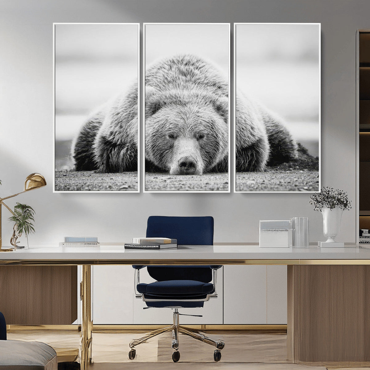 Resting Grizzly Bear Wall Art Canvas Print – Majestic Lazy