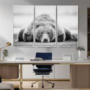 Resting Grizzly Bear Wall Art Canvas Print – Majestic Lazy