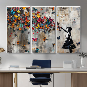 Banksy Wall Art - Banksy Girl and Butterfly Explosion Wall