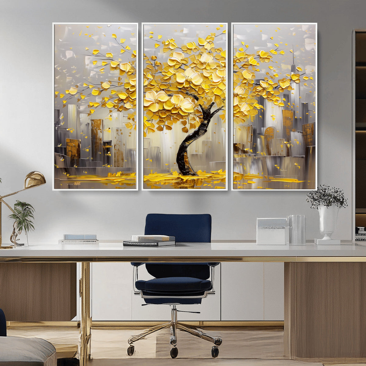 Golden Tree Canvas Print | Abstract Wall Art for Modern