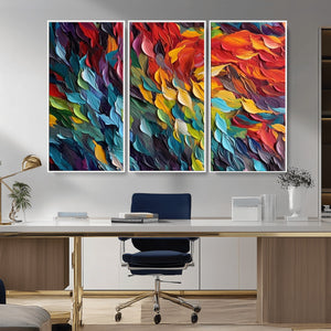 Vibrant Abstract Leaf Wall Art Canvas Print | Bold Colorful