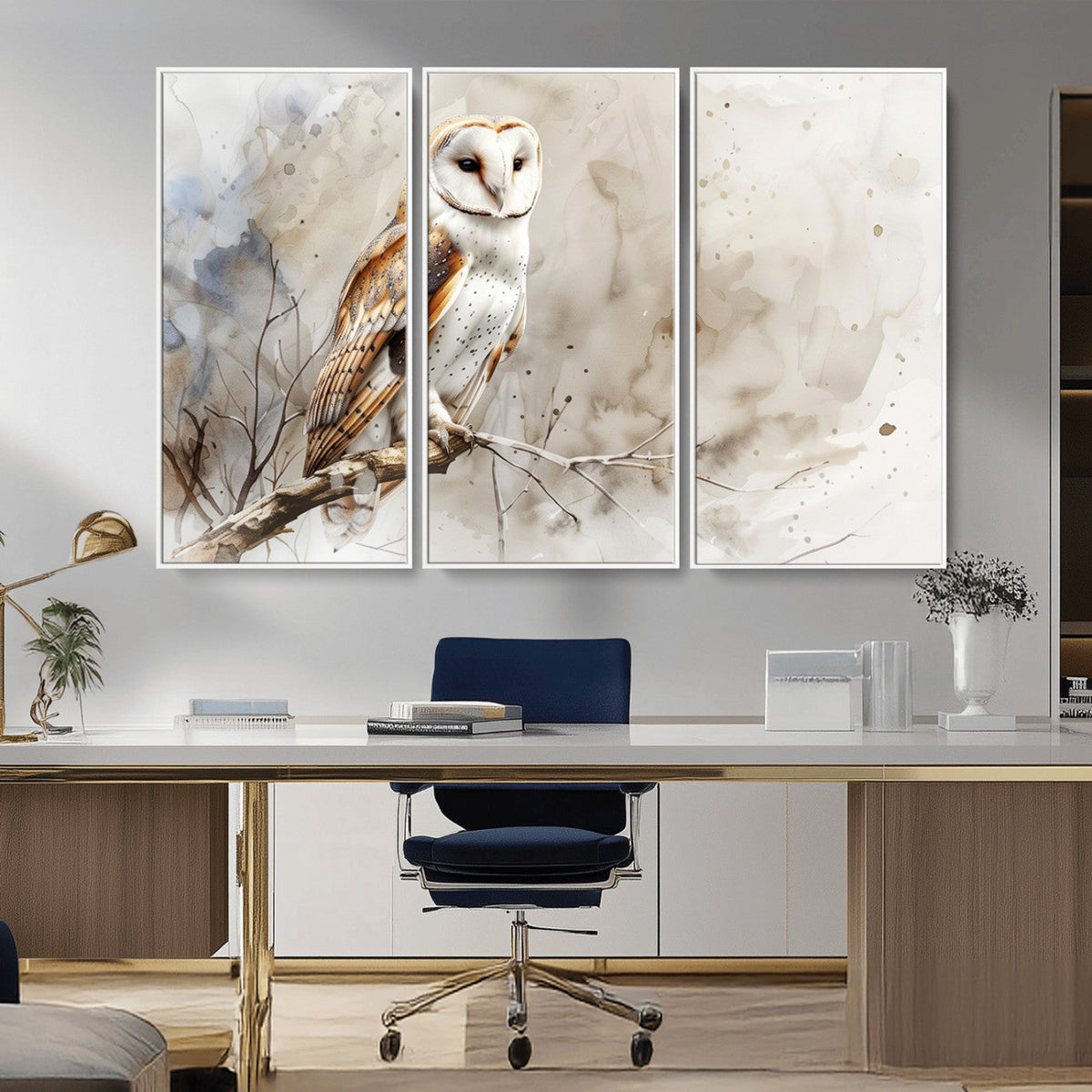 Barn Owl Wall Art | Watercolor Canvas Print | Perfect for