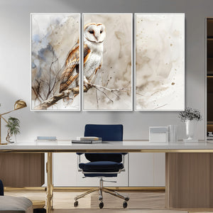 Barn Owl Wall Art | Watercolor Canvas Print | Perfect for