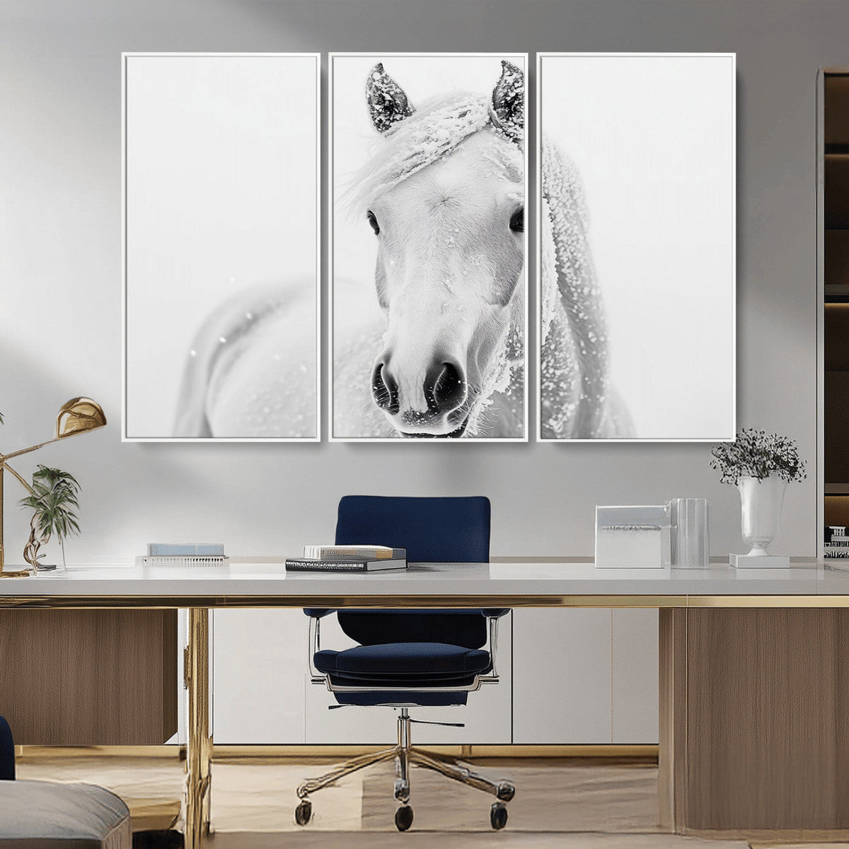 Majestic White Horse Wall Art | Ready to Hang and Framed |