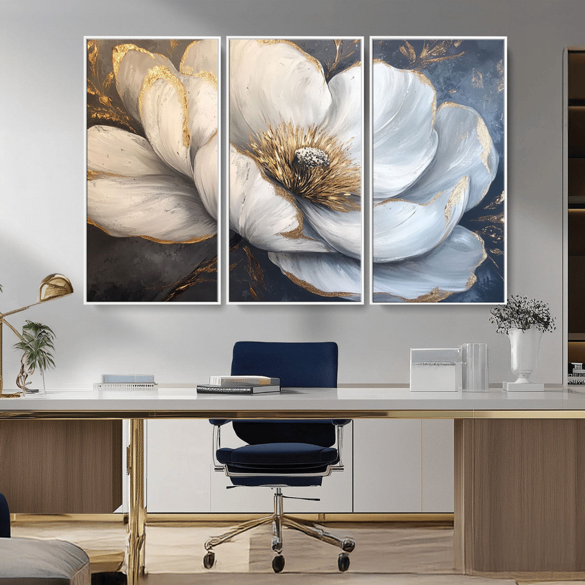 White Magnolia Flower Wall Art Canvas Print | Abstract