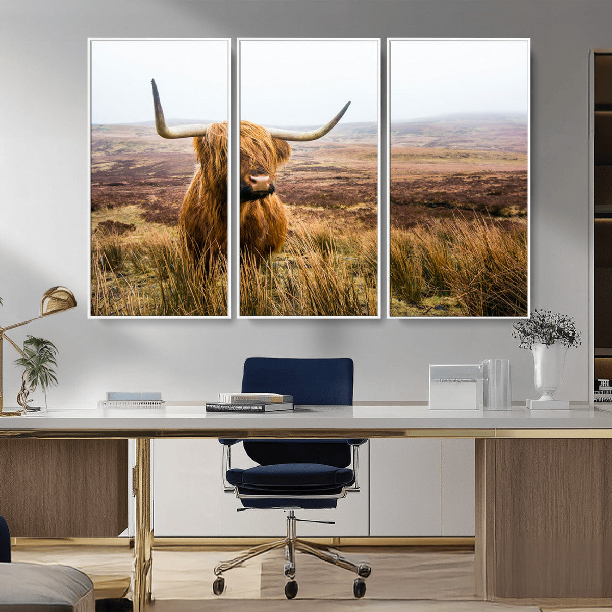 Scottish Highland Cow Canvas Wall Art – Rustic Farmhouse