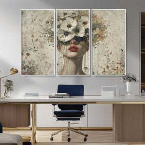 Abstract Floral Women Patel Wall Art Canvas Print