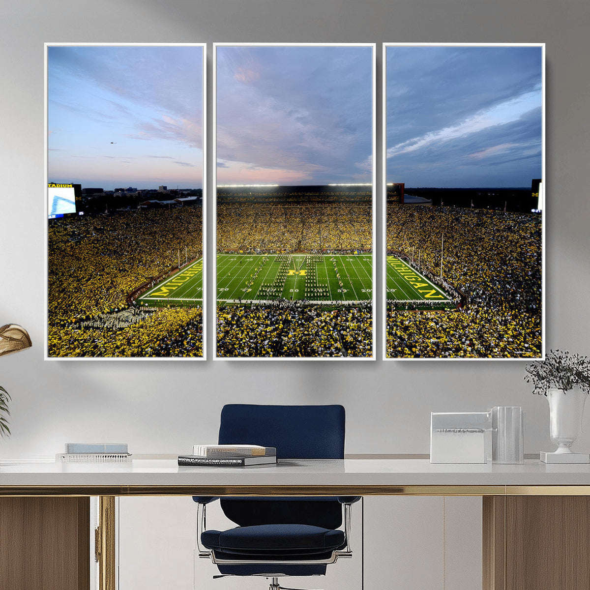 Michigan Stadium Wall Art Canvas Print, Vibrant Game Day