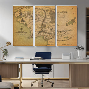 Middle Earth Map Canvas Wall Art – Vintage Fantasy Map