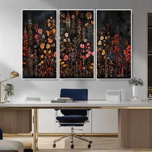 Large Floral Painting Print Illustration Flowers Canvas Wall