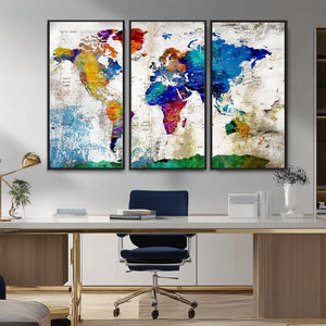 World Map Canvas Print – Framed Travel Map Wall Art for