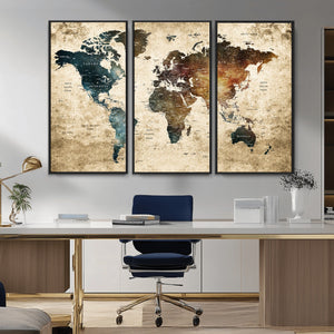 World Map Canvas Print – Detailed Map of the World Wall Art