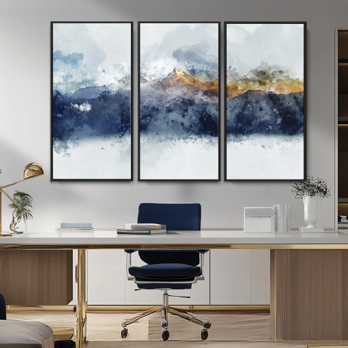 Abstract Mountain Range Art Canvas Print | 3 Panel