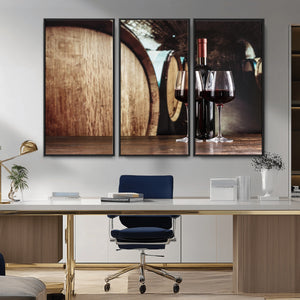 Wine and Barrel Wall Art Canvas Print