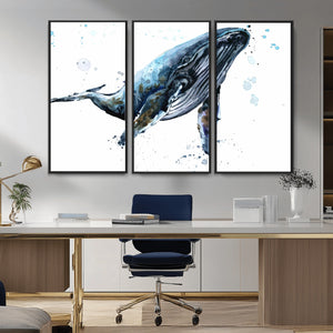 Watercolor Whale Wall Art Canvas Print