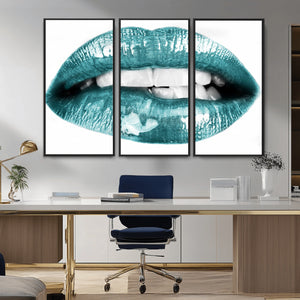 Blue Lips Wall Art Canvas Print