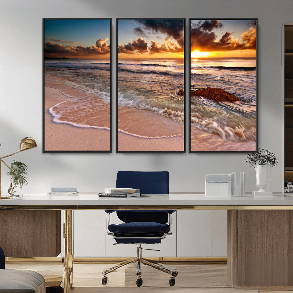 Sunset on Ocean Wall Art Canvas Print