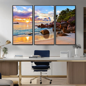 Tropical Island Beach Sunset Canvas Print