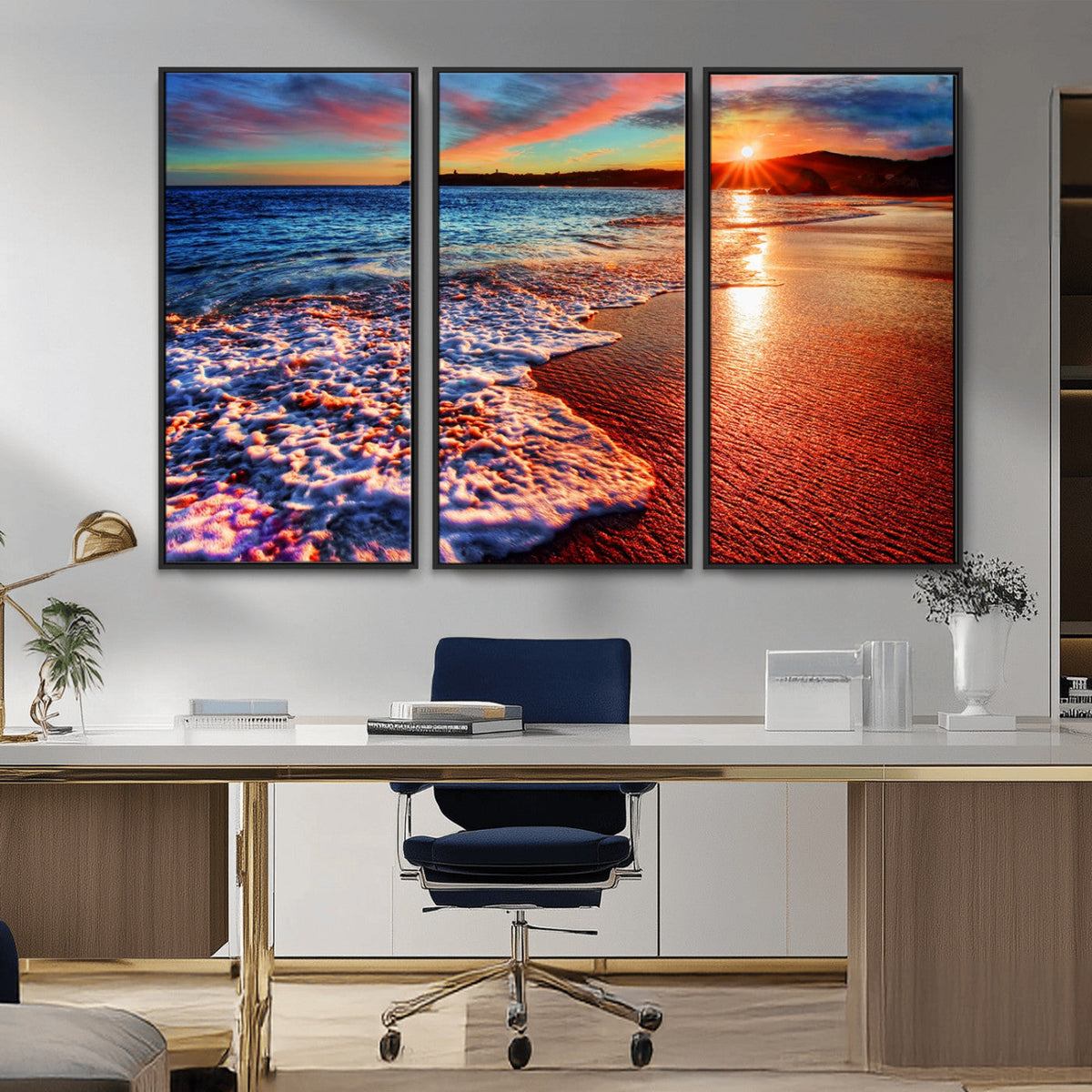 Colorful Coastal Sunset on the Beach Canvas Print, Ocean