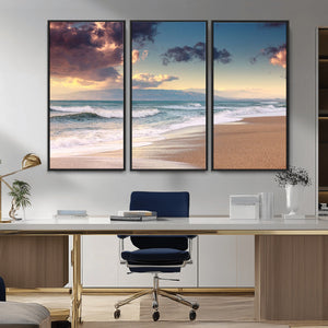 Cloudy Weather Beach Sunset Canvas Print | Sunrise Wall Art