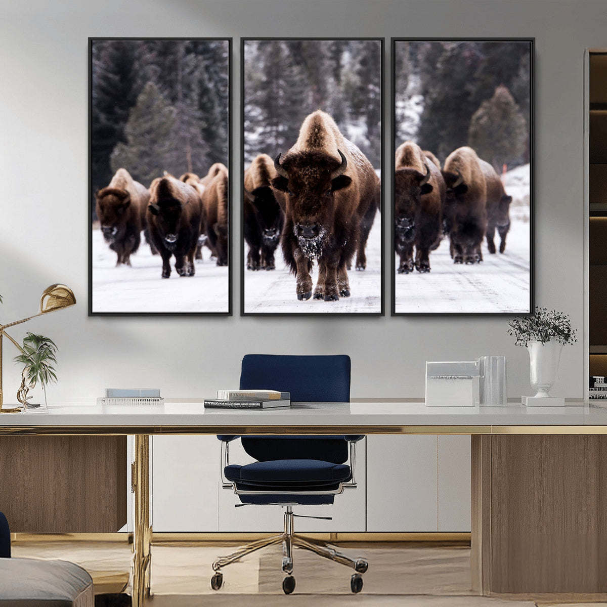 Bison Wall Art Canvas Print- Bison Herd Canvas Wall Art –