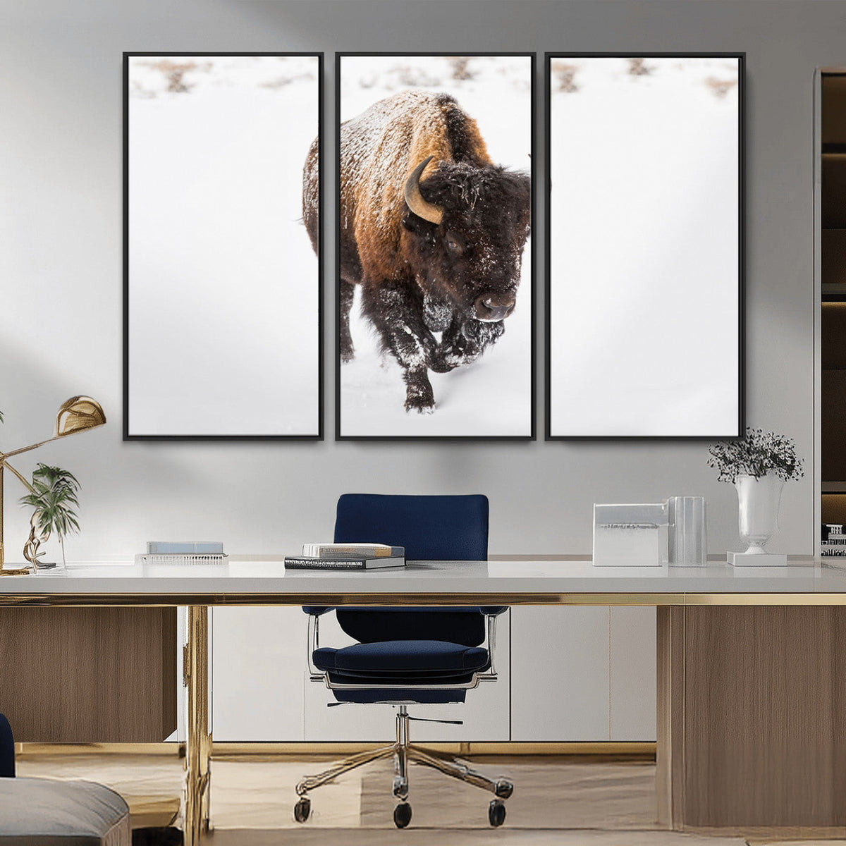 Bison Winter Wall Art Canvas Print For Farmhouse Decor