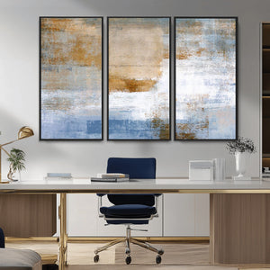 Blue Multi Panel Abstract Wall Art Canvas, Abstract Blue and