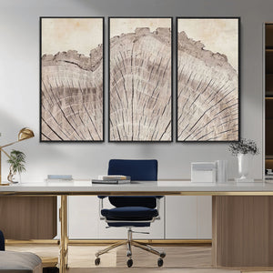 Tree Ring Wall Art Triptych, Rustic Wood Ring Canvas Print,
